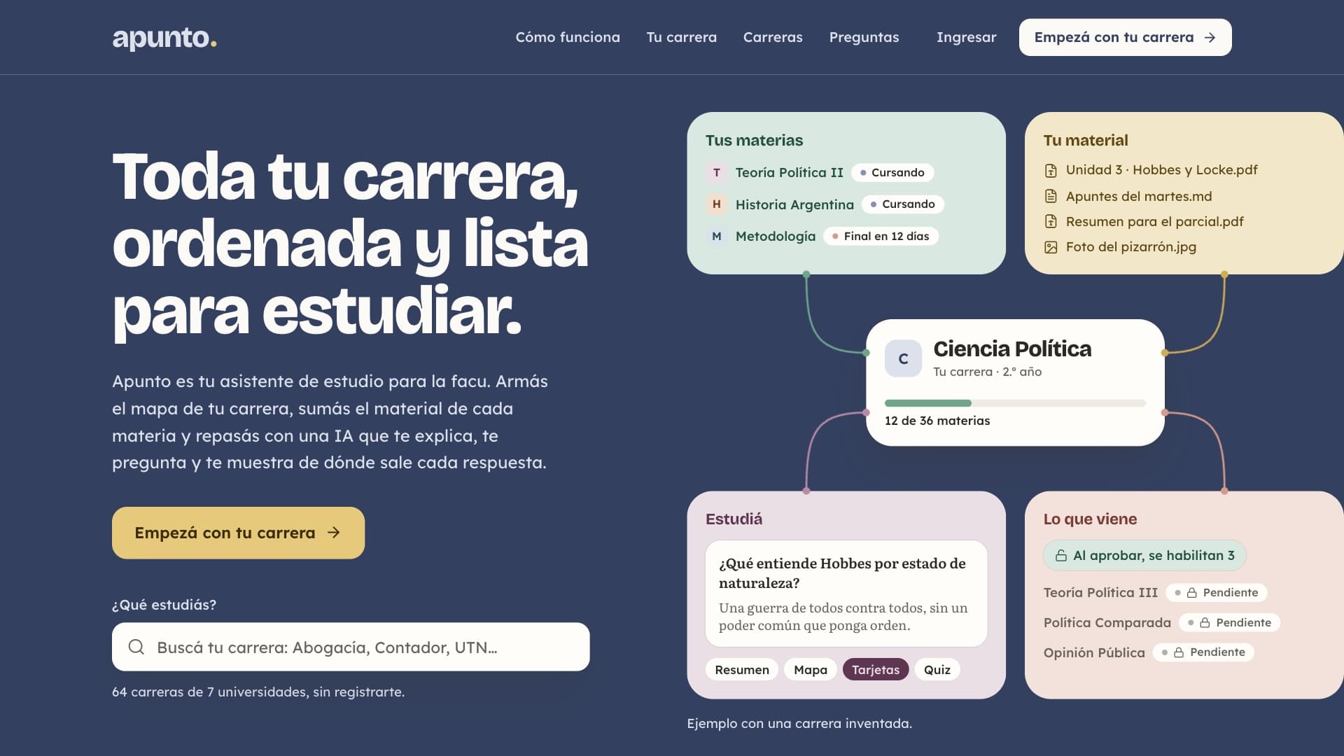 Apunto - Asistente de estudio para universitarios argentinos, organizado por carrera